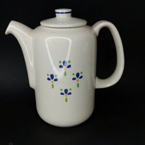 Avon Flower Fresh Coffee Pot tea pot floral white blue